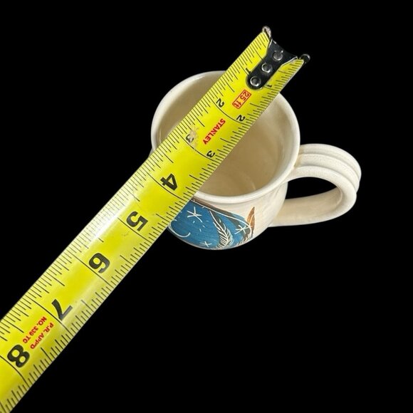 2 Vintage Moon & Star Art Pottery Hand Thrown Painted Incised Artist Signed Mugs - Picture 13 of 13